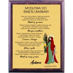 Dyplom  MODLITWA św Barbara...